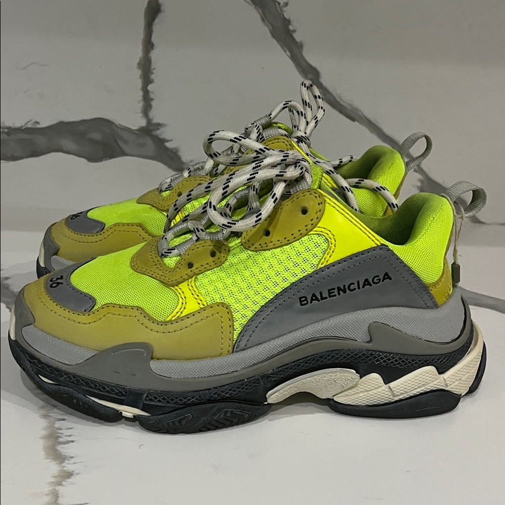 Balenciaga Neon Yellow and Gray Sneakers